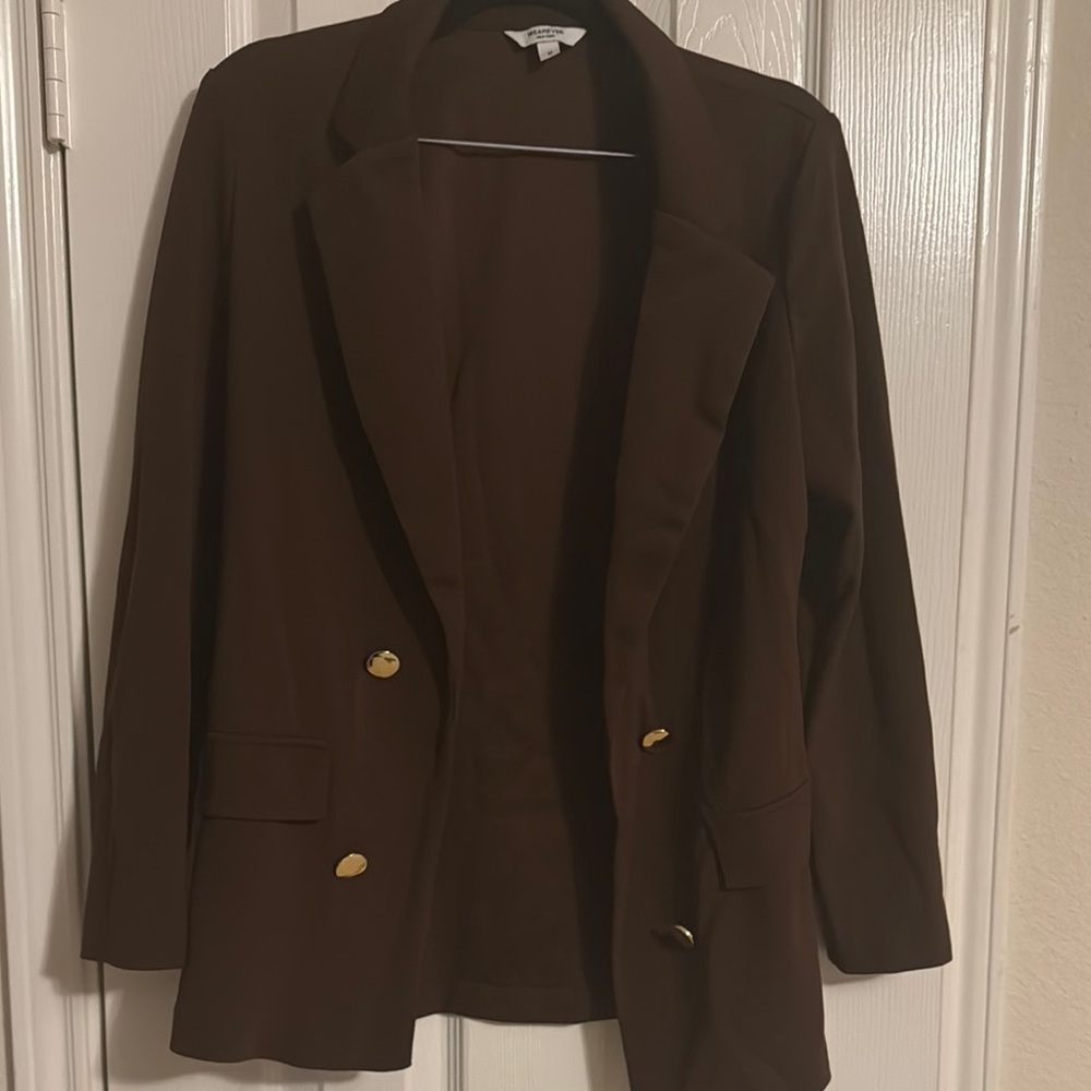 Brown Blazer with Gold Buttons